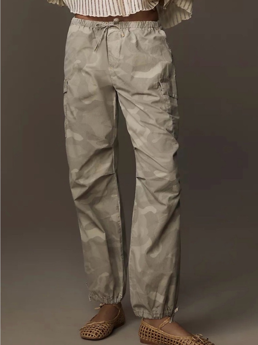 Anthropologie Pilcro Camo Parachute Pants‎ Barrel Utility Cargo XL NWOT joggers